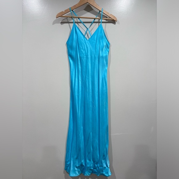 Rails Kaiden Silk Midi Slip Dress Womens Size Small Azure Blue Aqua Retails $238 - Picture 3 of 9